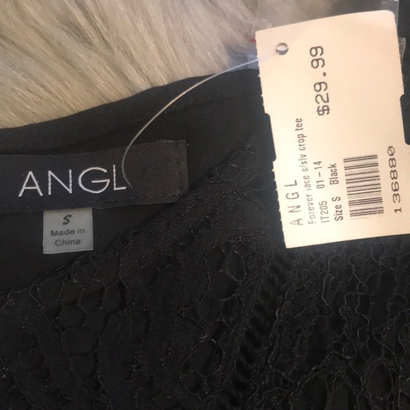 Black lace front crop top. Brand New with Tags - Picture 2 of 4